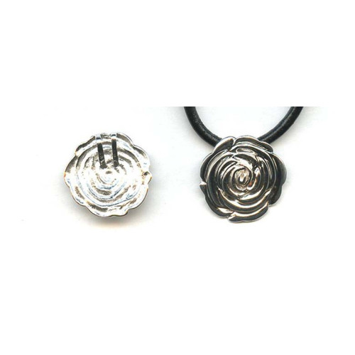 084-0008 Sterling Silver <br>25mm Rose Pendant