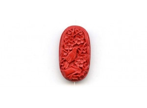 Cinnabar 20x35 Carved Pendant