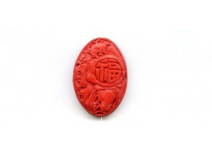 Cinnabar 25x35 Carved Pendant