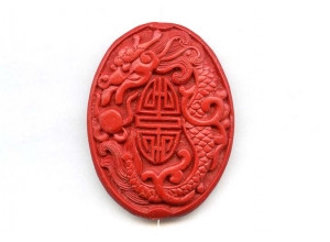Cinnabar 42x55 Carved Pendant