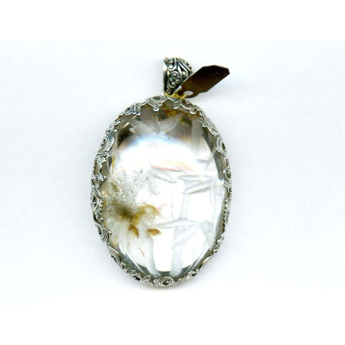 L3793-026 Green Phantom Quartz <br>54x43 Pendant