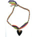 101-3678 Psilomelane <br>43x48 Pendant Silky Braided Necklace