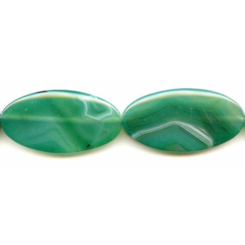 102-0470 Green Stripe Agate <br>25x50 Flat Oval