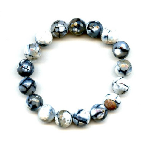 102-0634 Dyed Agate <br>12mm Faceted Round Bracelet