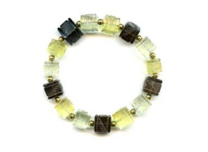 Mixed Quartz 10mm Carved Cube Bracelet Mixed Quartz 10mm Carved Cube Bracelet