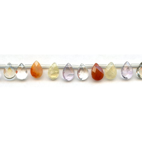 259-1025 Mixed Quartz <br>8x12 Flat Pear Briolette