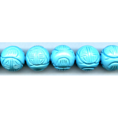 107-0040 Imitation Turquoise <br>22mm Carved Round