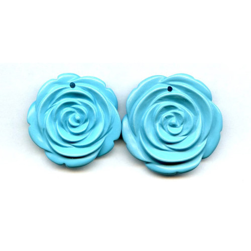 112-1481 Imitation Turquoise <br>35-38mm Flower Pendant