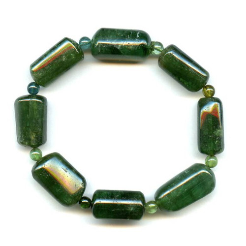111-1990 Green Tourmaline <br>14x Cylinder Bracelet
