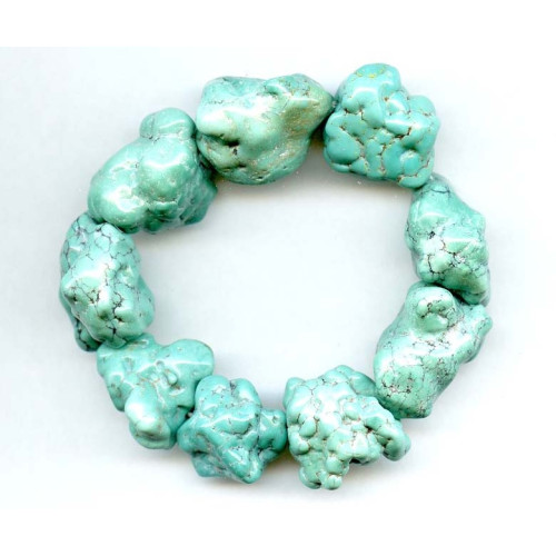 L3845-004 Chinese Turquoise <br>20-24x Nugget Bracelet