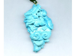 Sleeping Beauty Turquoise 66x42 Carved Pendant
