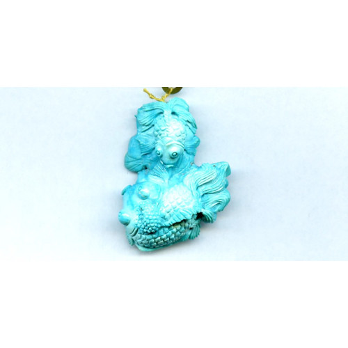 113-1198 Sleeping Beauty Turquoise <br>42x33 Carved Pendant