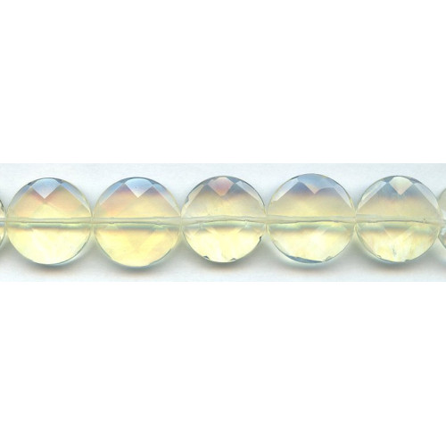 115-1029 Yellow Opalite <br>20mm Faceted Coin