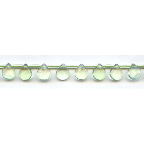 118-1106 Green Fluorite <br>9x11 Flat Pear Briolette