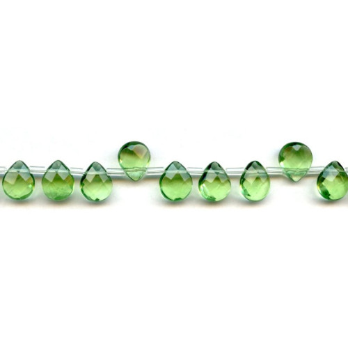 124-1325 Green Fluorite <br>9x11 Flat Pear Briolette