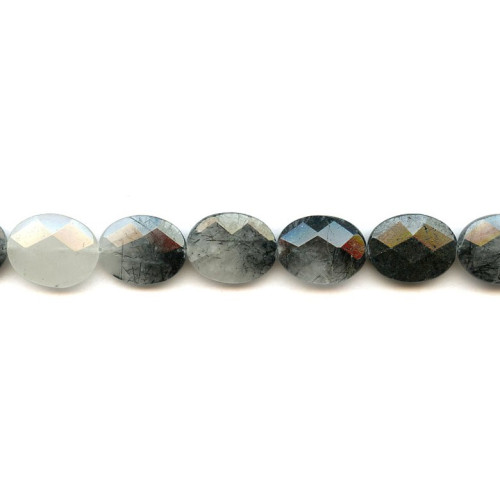 120-1039 Tourmalinated Quartz <br>14x18 Faceted Flat Oval