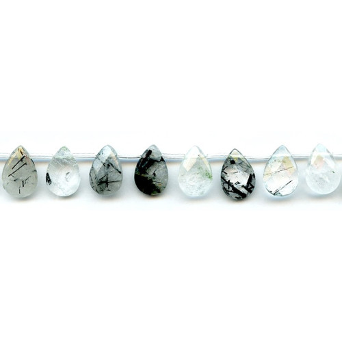 120-1128 Tourmalinated Quartz <br>10x15 Flat Pear Briolette