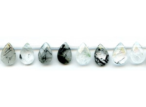 Tourmalinated Quartz 10x15 Flat Pear Briolette