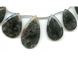 Tourmalinated Quartz 22-42x Flat Pear Briolette