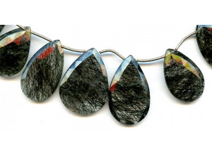 Tourmalinated Quartz 16-32x Flat Pear Briolette