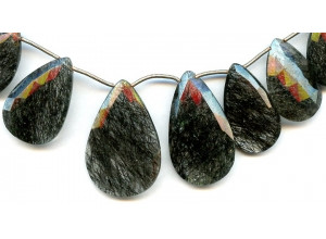 Tourmalinated Quartz 16-36x Flat Pear Briolette