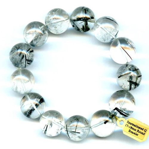 120-1284 Tourmalinated Quartz <br>17-19mm Round Bracelet