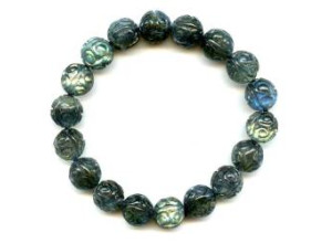Labradorite 11mm Carved Round Bracelet