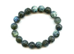 Labradorite 10-11mm Carved Round Bracelet