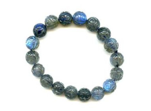Labradorite 12mm Carved Round Bracelet