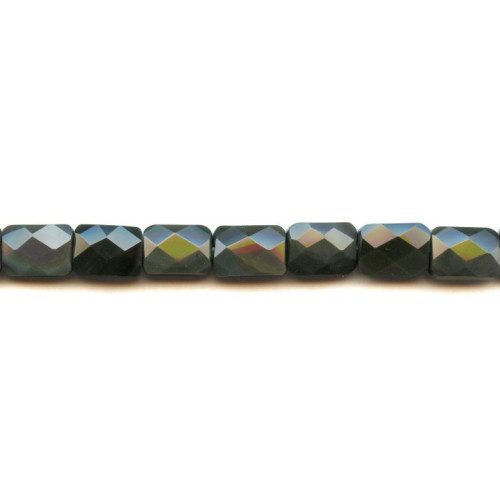 127-1044 Rainbow Obsidian <br>10x14 Faceted Flat Rectangle