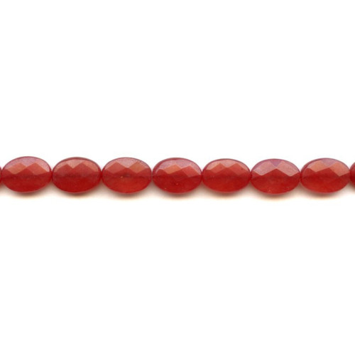 128-1037 Red Jade <br>10x14 Faceted Flat Oval