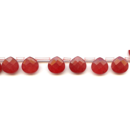 128-1061 Red Jade <br>13mm Flat Pear Briolette