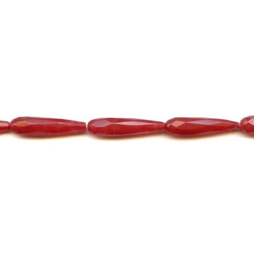 128-1064 Red Jade <br>7x30 Faceted Teardrop