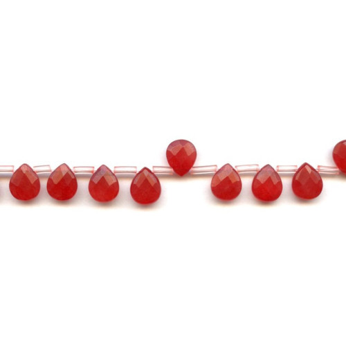 128-1103 Red Jade <br>9x11 Flat Pear Briolette