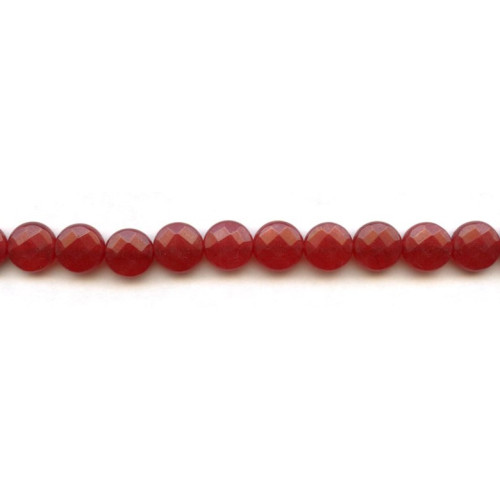 128-1213 Red Jade <br>10mm Faceted Coin