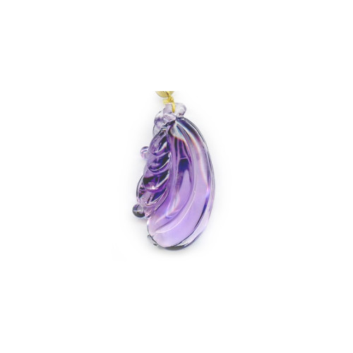 L3713-051E Amethyst <br>42x23 Carved Pendant