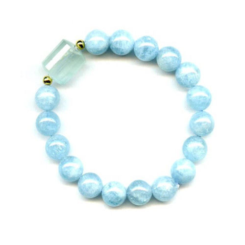 137-2554 Aquamarine <br>10mm Round Bracelet