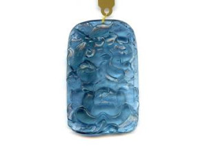 Aquamarine 64x42mm Carved Pendant