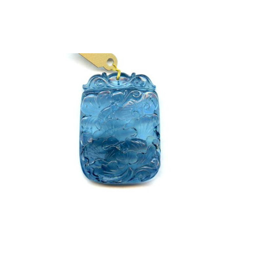 137-2556 Aquamarine <br>43x32mm Carved Pendant