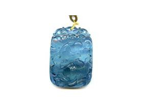 Aquamarine 40x29mm Carved Pendant