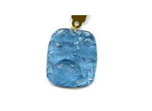 Aquamarine 38x34mm Carved Pendant