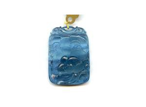 Aquamarine 40x29mm Carved Pendant