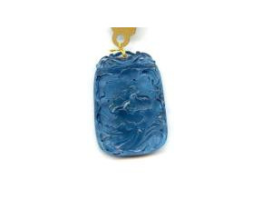 Aquamarine 38x27mm Carved Pendant