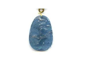 Aquamarine 40x28mm Carved Pendant