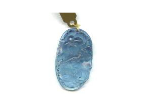Aquamarine 41x24mm Carved Pendant