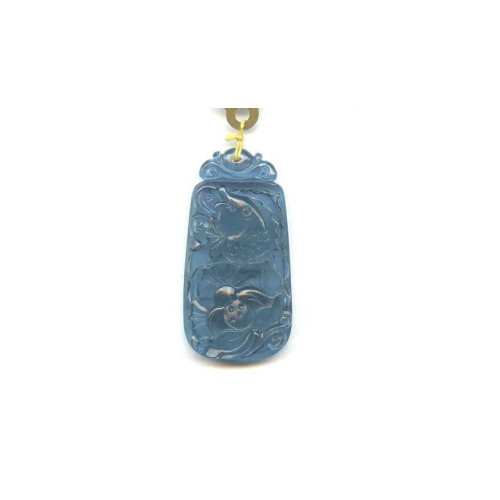 137-2573 Aquamarine <br>42x22mm Carved Pendant