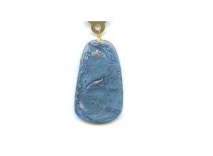 Aquamarine 39x23mm Carved Pendant