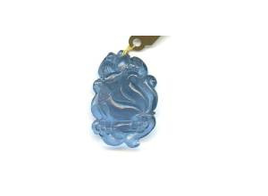Aquamarine 37x25mm Carved Pendant