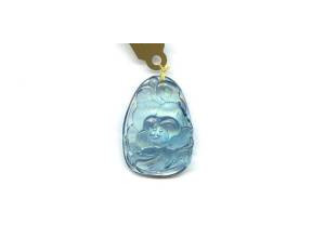 Aquamarine 31x22 Carved Pendant
