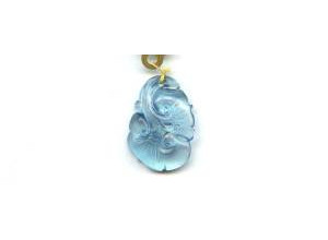 Aquamarine 29x21 Carved Pendant